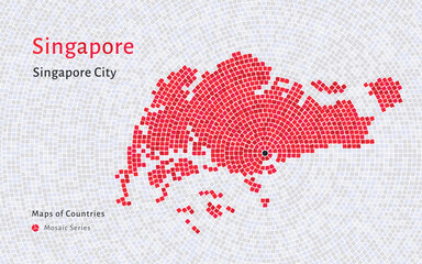Singapore Map with a capital of Singapore Shown in a Mosaic Pattern
