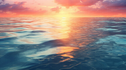 Fototapeta premium Reflection of Sunset on Glassy Water Surface Background