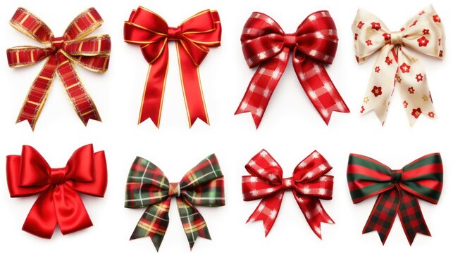 set of red bows with ribbons