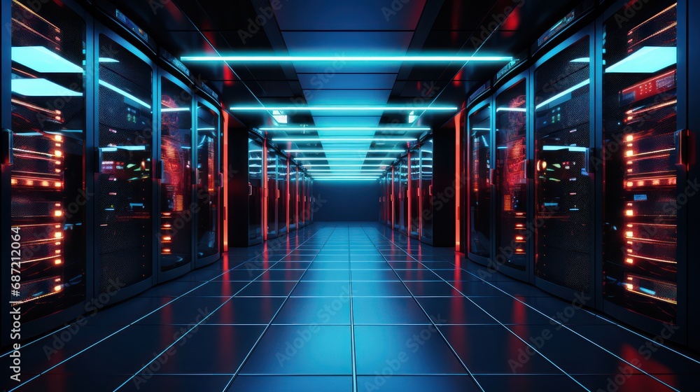 Poster server racks in server room data center