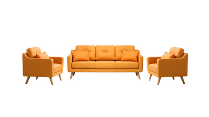Sofa set on a white background, 3D illustration. On a transparent or white background, isolated.