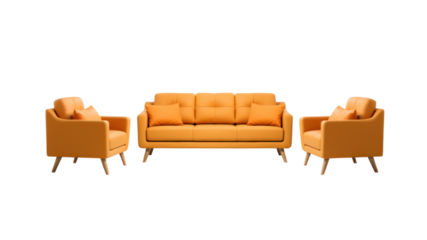 Sofa set on a white background, 3D illustration. On a transparent or white background, isolated.