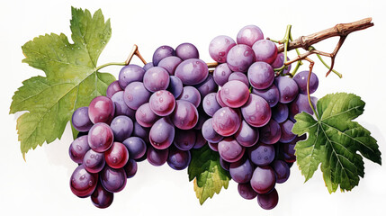 Obraz premium Grape. Farm-fresh vegetables. Vegetables illustration and clip art. Watercolor. 