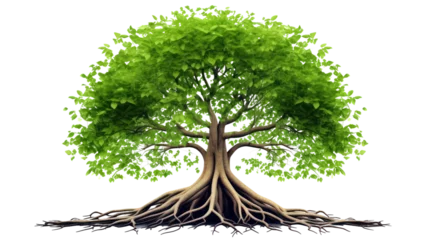 Gardinen Green tree with roots, vector illustration On isolated transparent or white background. © venusvi