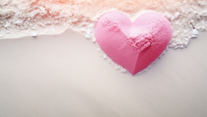 A pink heart on a white background