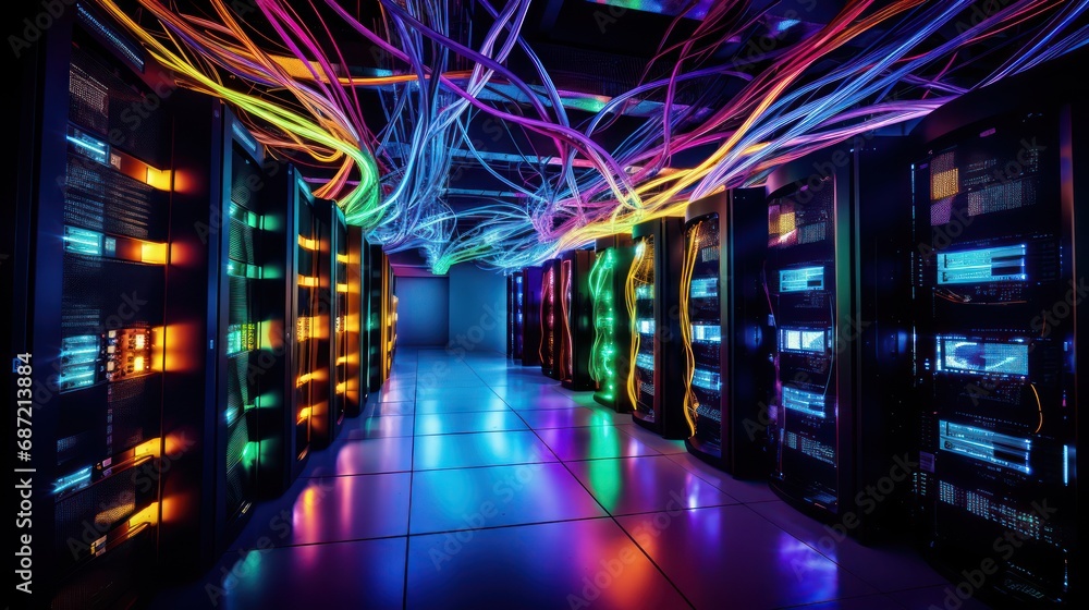 Poster server racks in server room data center