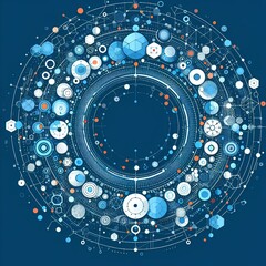 Obraz premium Discover circular ornament of dots & particles. Ideal for tech, medicine presentations