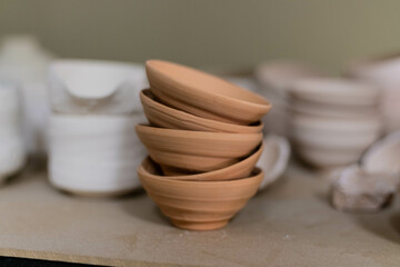 clay pots on the table