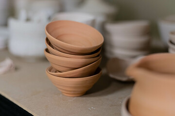 clay pots on the table