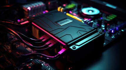 hard disk in colorful light - obrazy, fototapety, plakaty