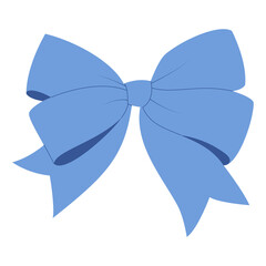 Simple hand drawn ribbon bow collection. Blue bow. Bowknot for decoration.