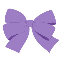 Simple hand drawn ribbon bow collection. Lilac bow. Bowknot for decoration.