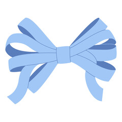Simple hand drawn ribbon bow collection. Blue bow. Bowknot for decoration.