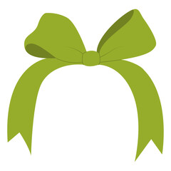 Simple hand drawn ribbon bow collection. Green bow. Bowknot for decoration