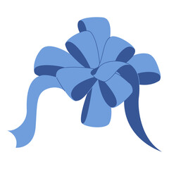 Simple hand drawn ribbon bow collection. Blue bow. Bowknot for decoration.