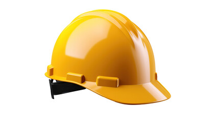 Yellow hard hat, protective helmet isolated on transparent background, PNG image with background removed, Created with Generative Ai technology.