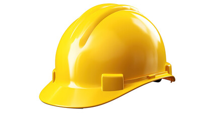 Fototapeta premium Yellow hard hat, protective helmet isolated on transparent background, PNG image with background removed, Created with Generative Ai technology.