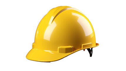 Yellow hard hat, protective helmet isolated on transparent background, PNG image with background removed, Created with Generative Ai technology.