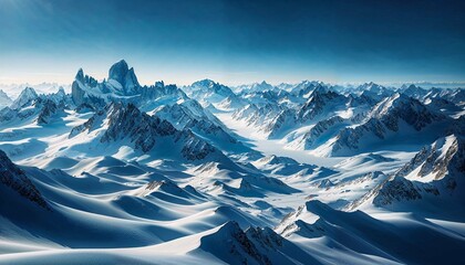 Serene Alpine Majesty: Pristine Snow-Capped Mountains and Valleys Illustration

