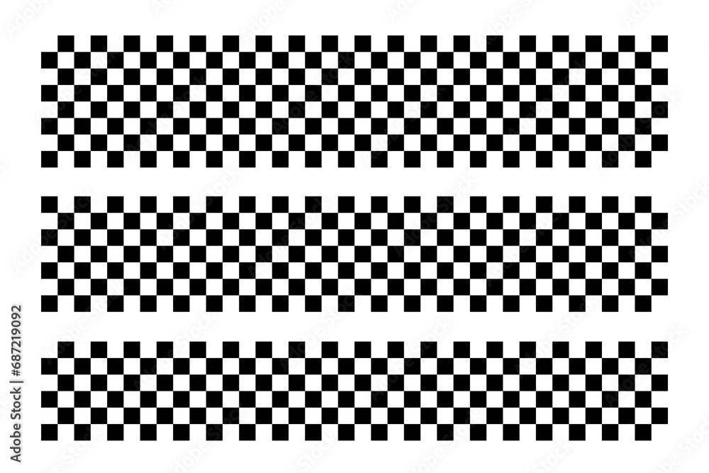 Fototapete black and white checker pattern vector illustration set. abstract checkered chessboard or checkerboa