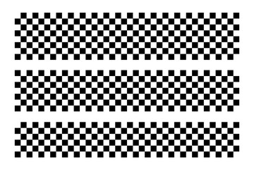 Black and white checker pattern vector illustration set. Abstract checkered chessboard or checkerboard for game, grid with geometric square shape, race or rally flag and mosaic floor tile - obrazy, fototapety, plakaty