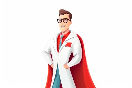 A superhero-themed image featuring a male doctor in a superhero cape, doctors as real-life heroes who save lives. Dedication and life-saving impact of healthcare professionals concept.
