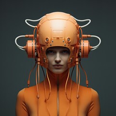 Female Cyber Robot with artificial intelligence.