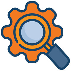 magnifying glass search look setting cog gear wheel filled outline
