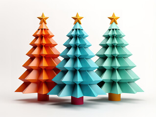 Christmas tree assorted colors of paper isolated on white