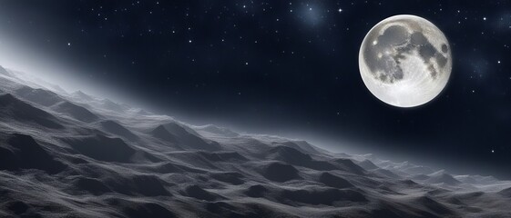 A view of the moon from a deserted uninhabited planet