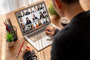 Business people on video conference for modish virtual group meeting of corprate business office workers