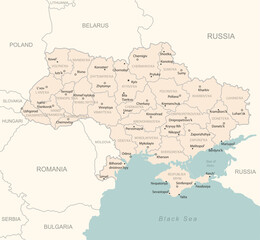Ukraine - detailed map with administrative divisions country.