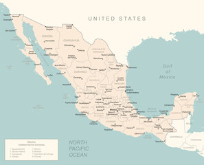 Mexico - detailed map with administrative divisions country.