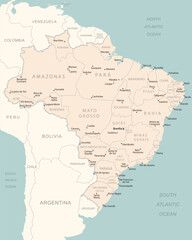 Fototapeta na wymiar Brazil - detailed map with administrative divisions country.