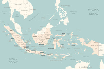 Indonesia - detailed map with administrative divisions country. - obrazy, fototapety, plakaty