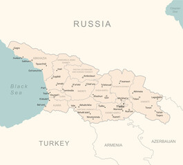Obraz premium Georgia - detailed map with administrative divisions country.