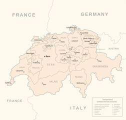 Switzerland - detailed map with administrative divisions country.