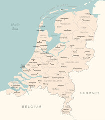 Netherlands - detailed map with administrative divisions country. - obrazy, fototapety, plakaty