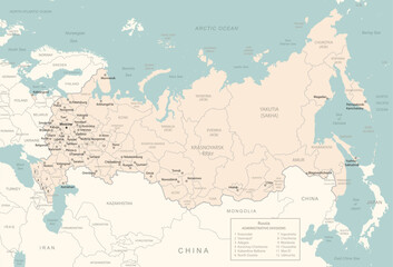 Fototapeta na wymiar Russia - detailed map with administrative divisions country.