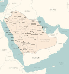 Fototapeta na wymiar Saudi Arabia - detailed map with administrative divisions country.