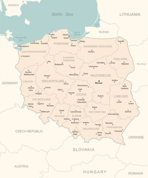 Fototapeta Poland - detailed map with administrative divisions country.