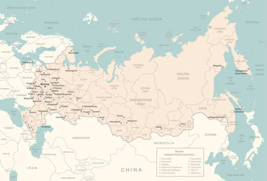 Russia - detailed map with administrative divisions country.