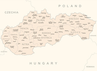 Slovakia - detailed map with administrative divisions country.