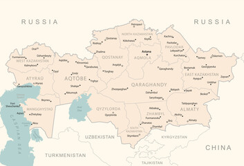 Fototapeta na wymiar Kazakhstan - detailed map with administrative divisions country.