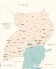 Uganda - detailed map with administrative divisions country.