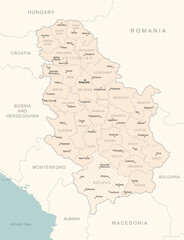 Serbia - detailed map with administrative divisions country.