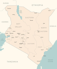 Kenya - detailed map with administrative divisions country.