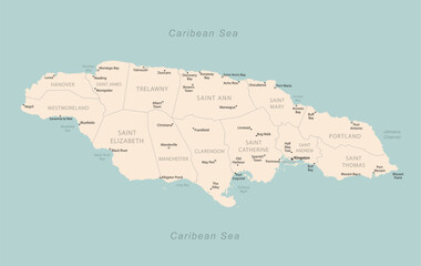 Jamaica - detailed map with administrative divisions country.