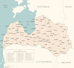 Latvia - detailed map with administrative divisions country.