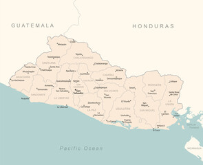 El Salvador - detailed map with administrative divisions country.